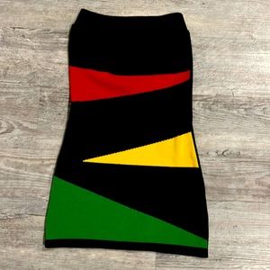 Rasta strapless bodycon dress